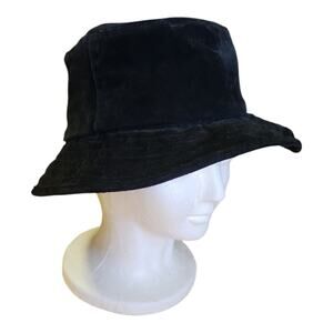 Wilsons Suede Leather Vintage 90s Retro Black Bucket Hat Size XS